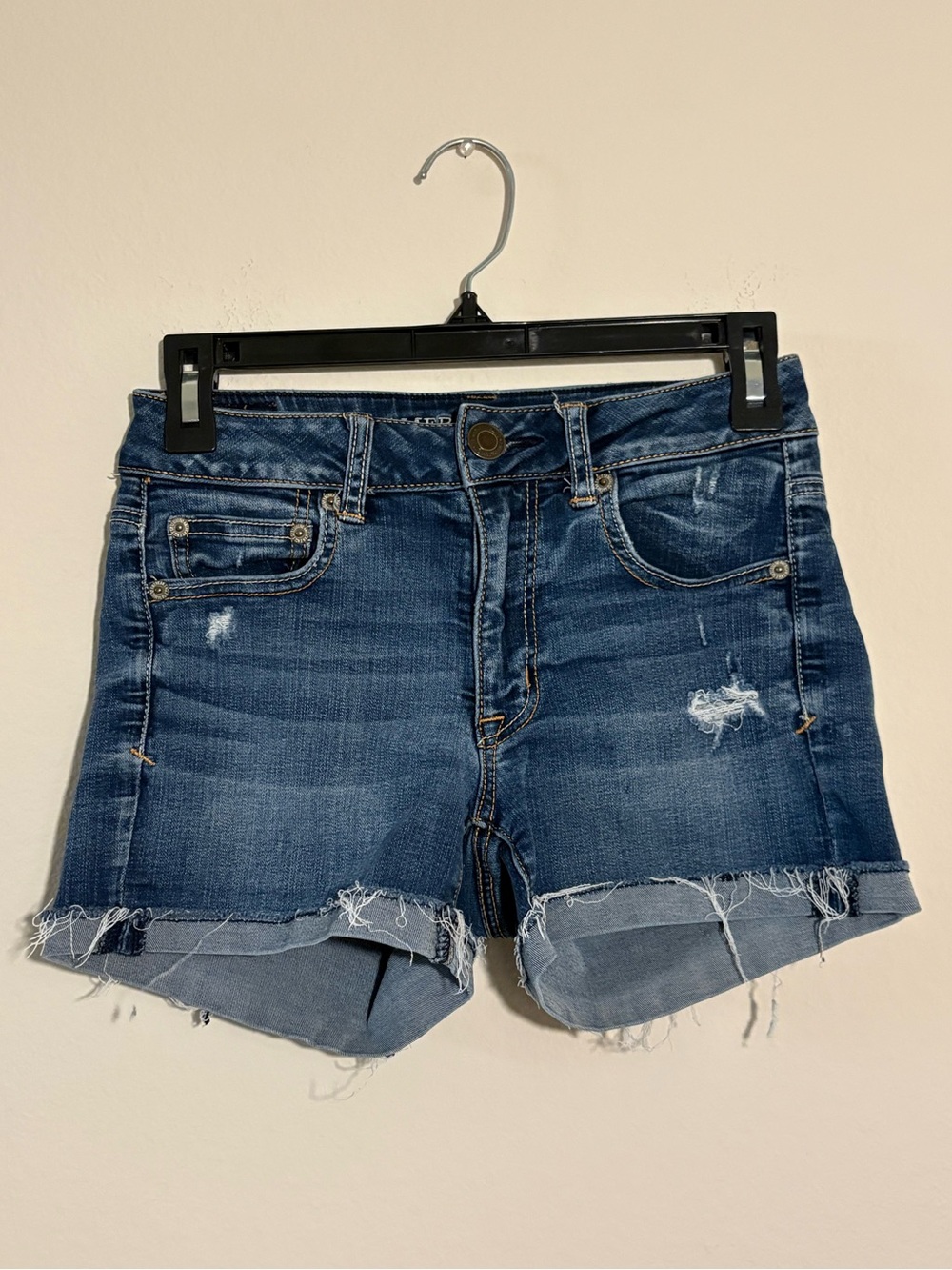 American Eagle Outfitters Denim Shorts Size 2 Distressed Raw Hem Y2K
